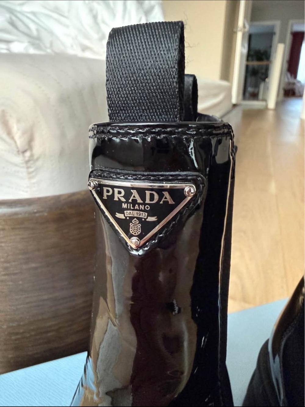 Prada Black Patent Lug-Sole Chelsea Boots - Picture 4 of 10